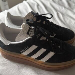 Adidas Gazelle Black Suede Sneakers with White Stripes